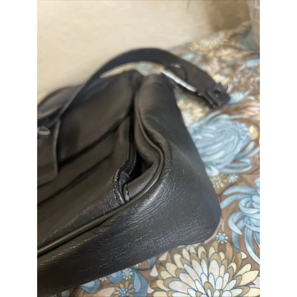 JOURDAN (Vintage) Black Leather Nylon Laptop Messenger Shoulder Bag Carry Case